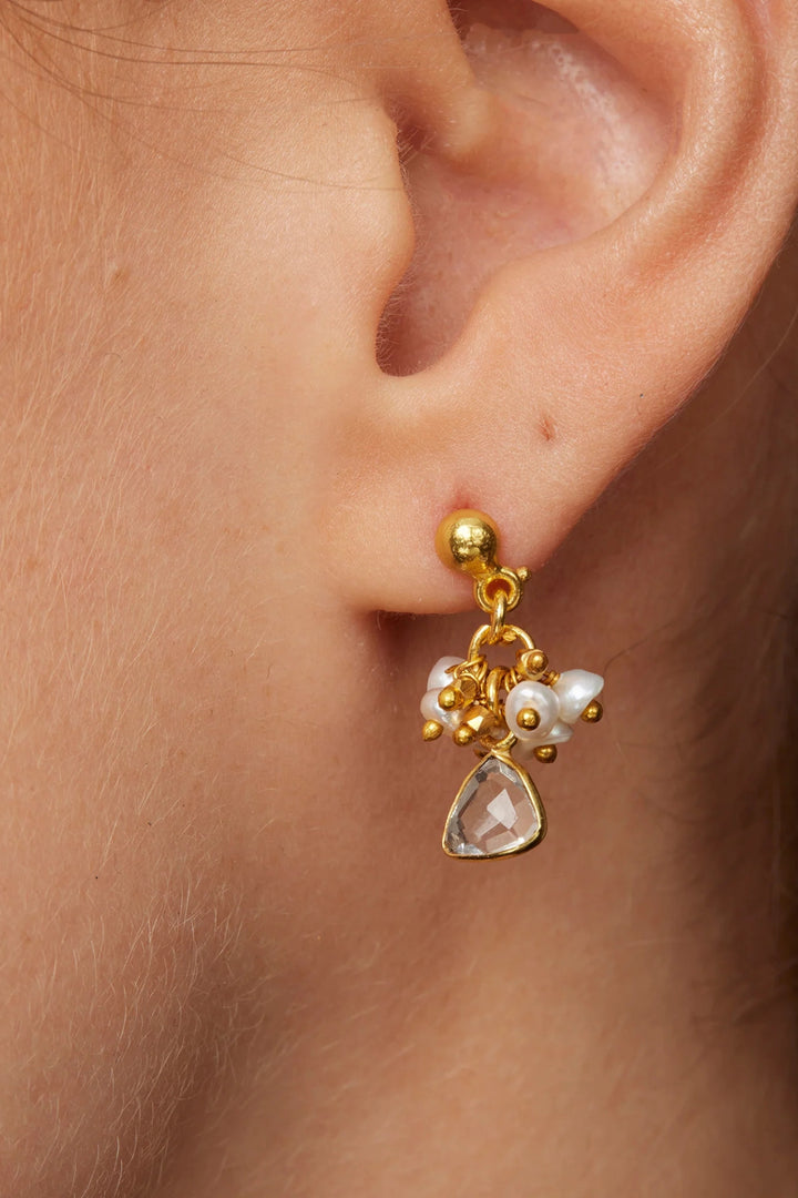 Ashiana White Lacey Charm Earrings