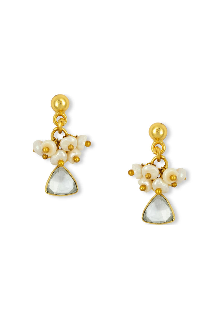 Ashiana White Lacey Charm Earrings