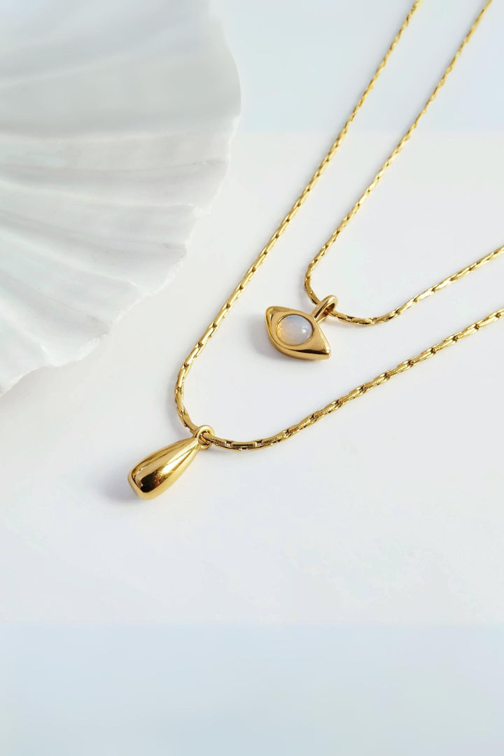 Augusta 18k Gold Plated Boho Opal Eye Layering Necklace