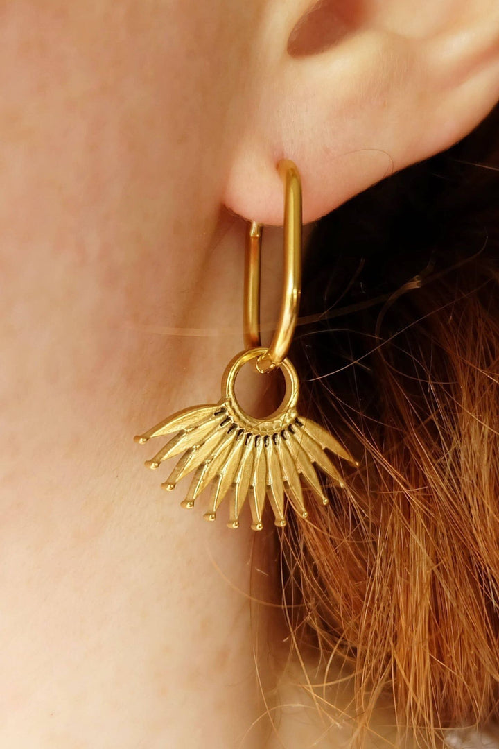 Augusta 18k Gold Plated Abstract Palm Leaf Earrings