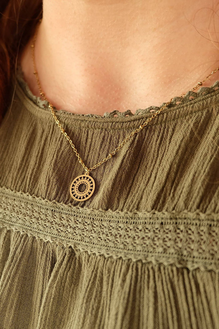 Augusta 18k Gold Plated Gold Mandala Necklace