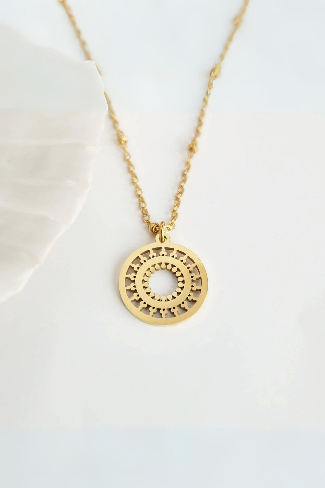 Augusta 18k Gold Plated Gold Mandala Necklace