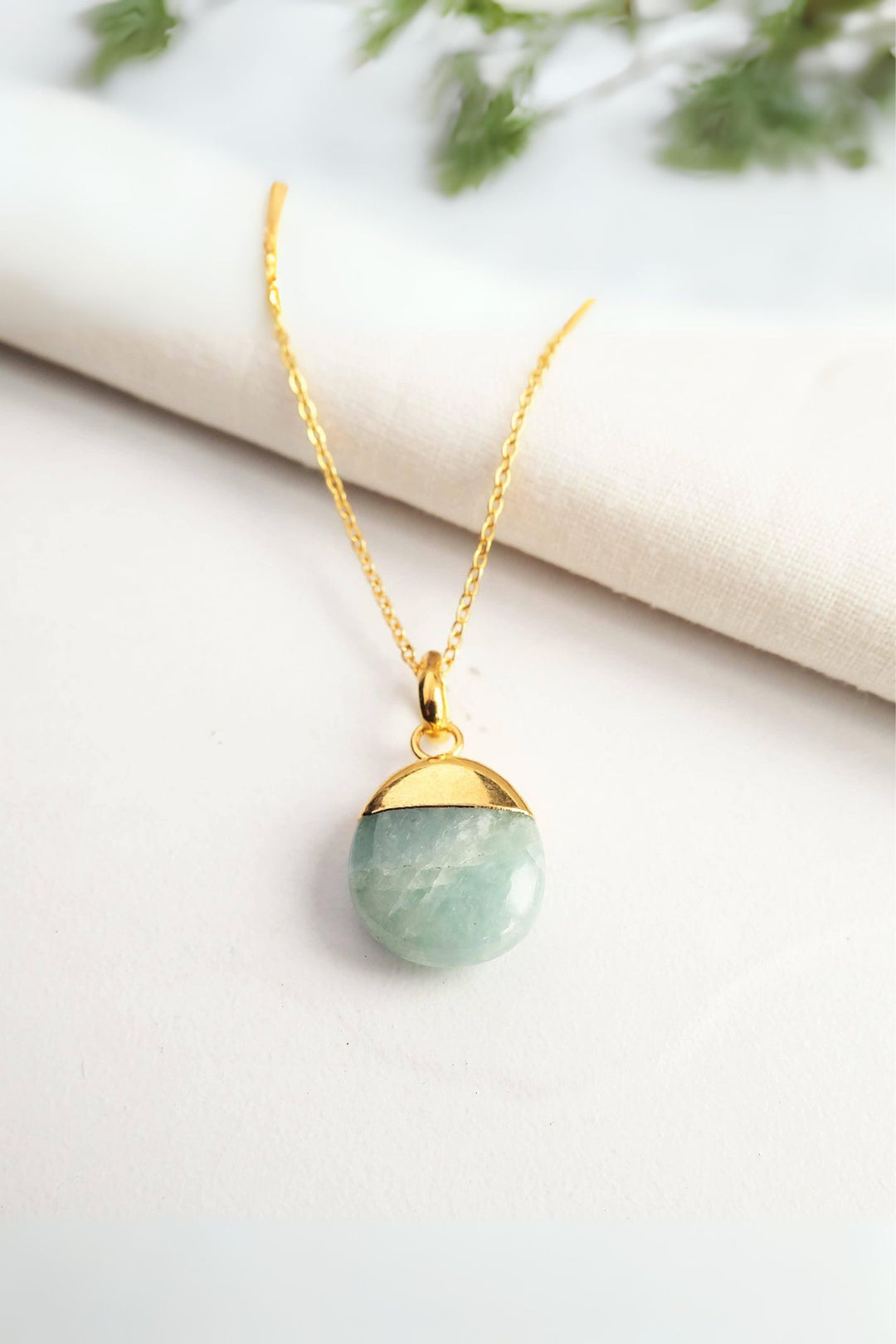 Augusta 24k Gold Plated Aquamarine Gemstone Tumbled Necklace