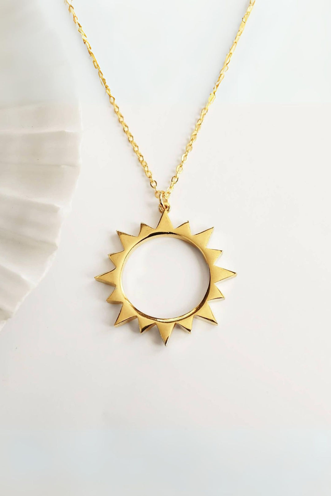 Augusta 24k Gold Plated Gold Abstract Sun Necklace