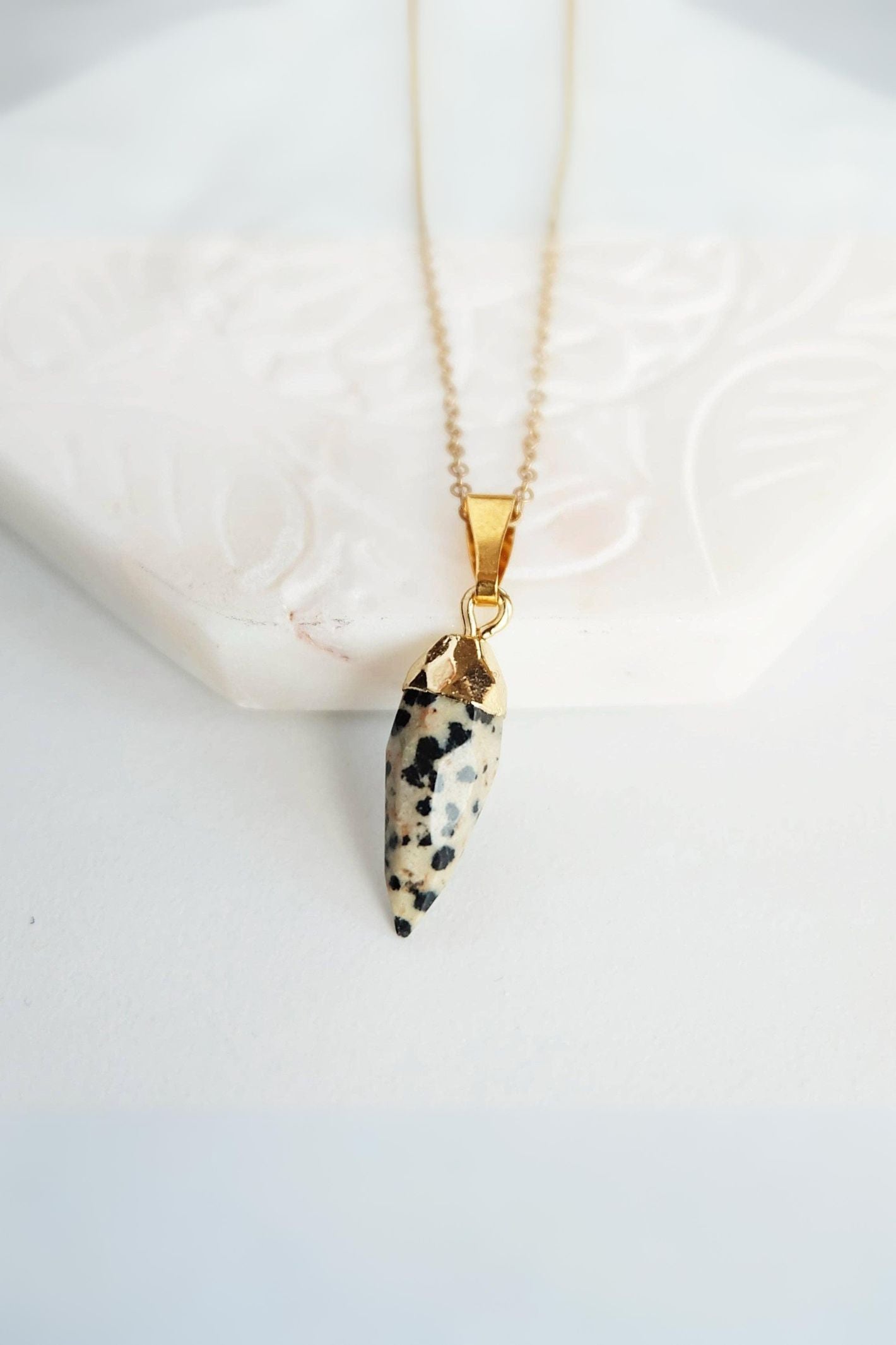Augusta Dalmatian Jasper Gemstone Pendant Necklace Experience Boutique