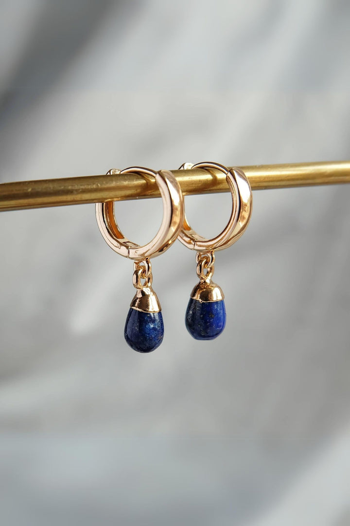 Augusta Gold Lapis Lazuli Gemstone Drop Earrings