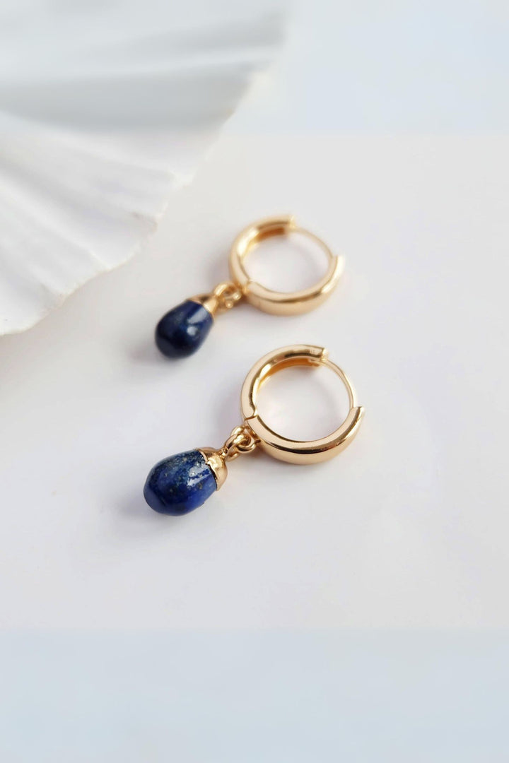Augusta Gold Lapis Lazuli Gemstone Drop Earrings