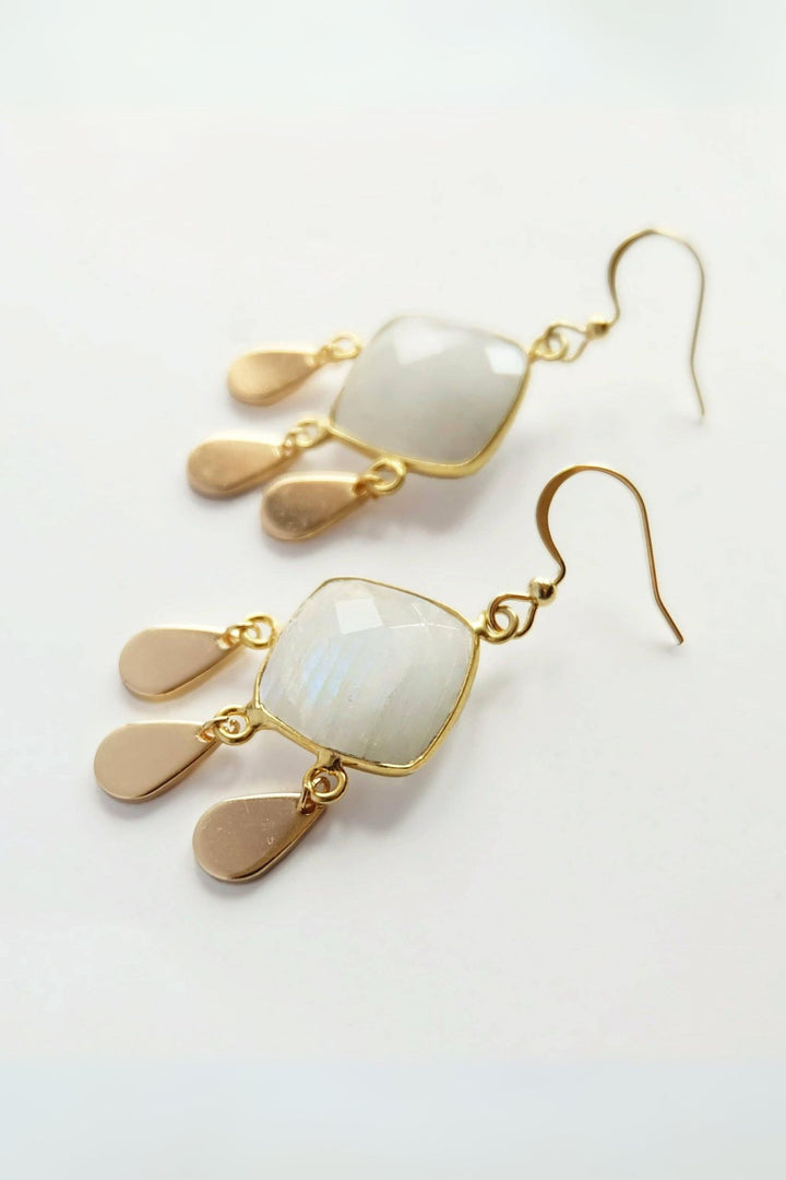 Augusta Gold Moonstone Drop Earrings