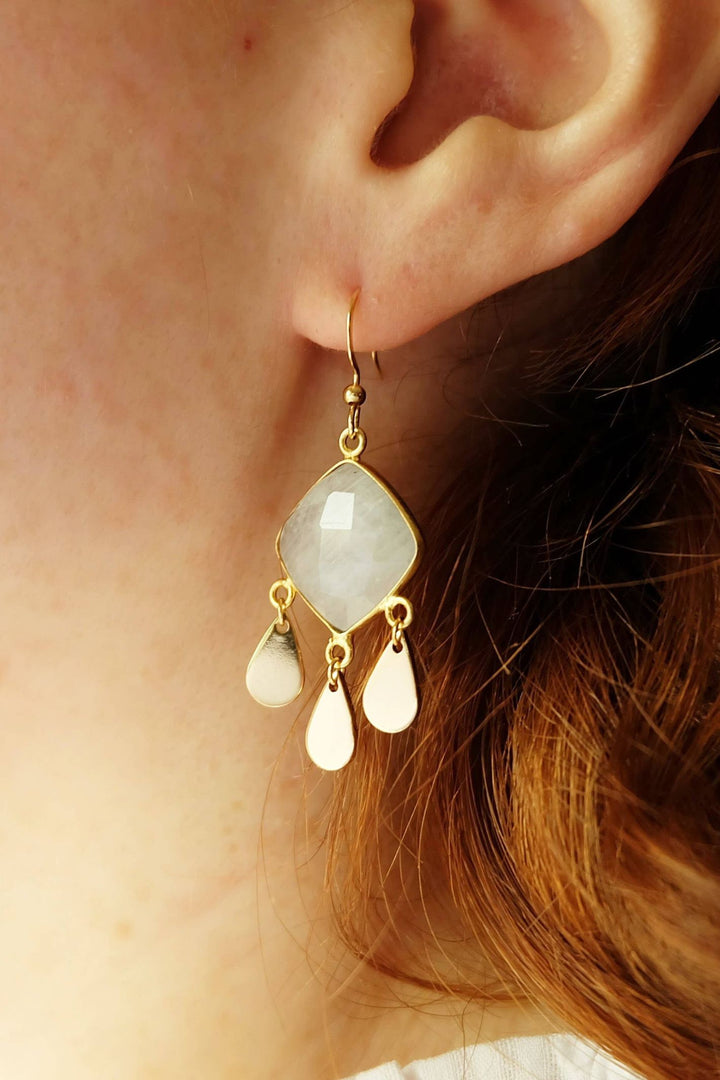 Augusta Gold Moonstone Drop Earrings