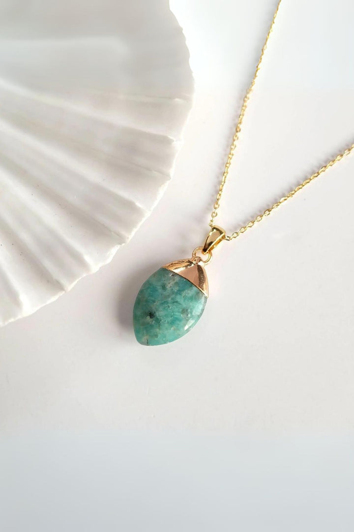 Augusta Gold Plated Apatite Gemstone Oval Necklace
