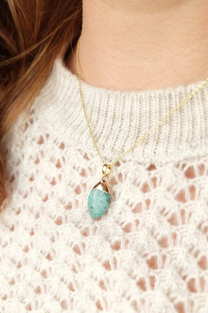 Augusta Gold Plated Apatite Gemstone Oval Necklace
