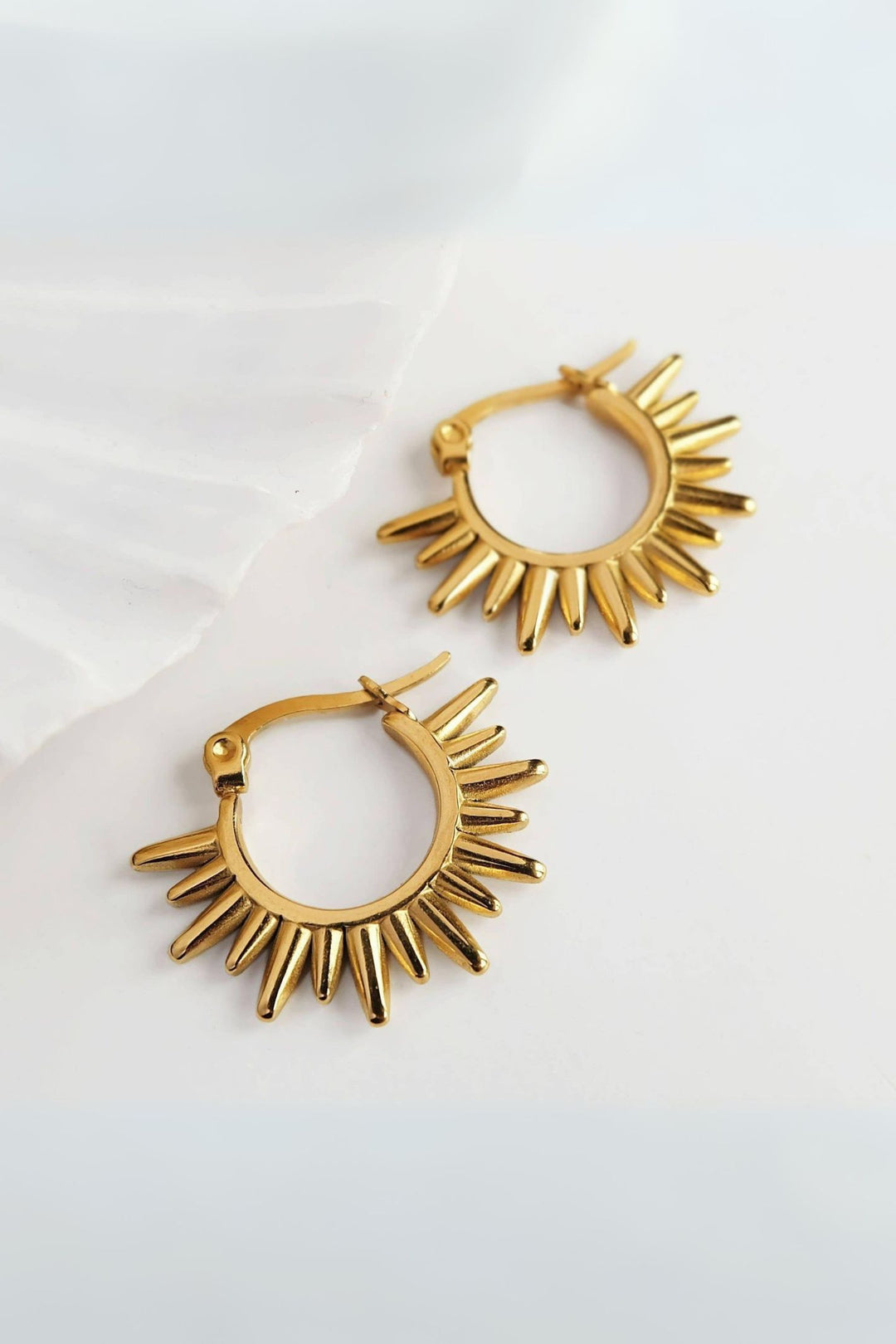 Augusta Gold Spike Sunrise Hoop Earrings