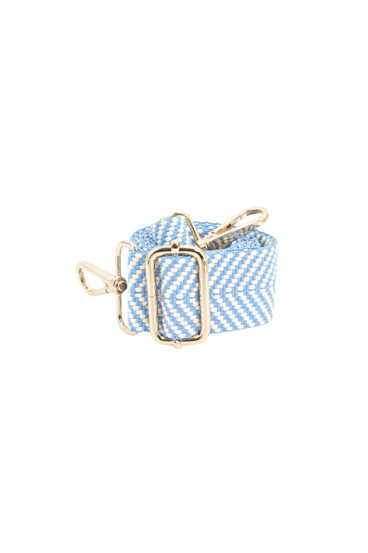 Azure Blue Chevron Print Woven Bag Strap