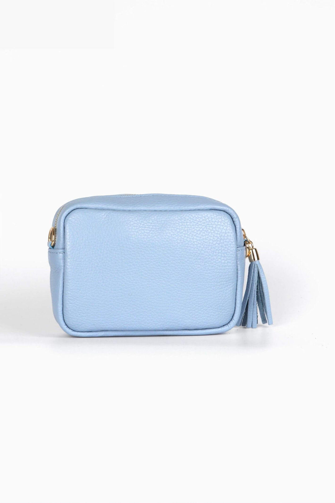 Azure Blue Small Leather Crossbody Camera Bag