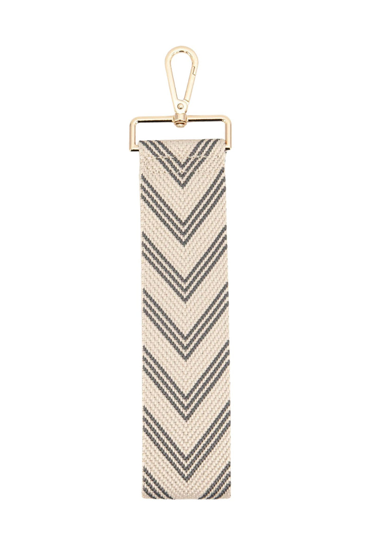 Beige & Grey Two Tone Chevron Print Wrist Strap