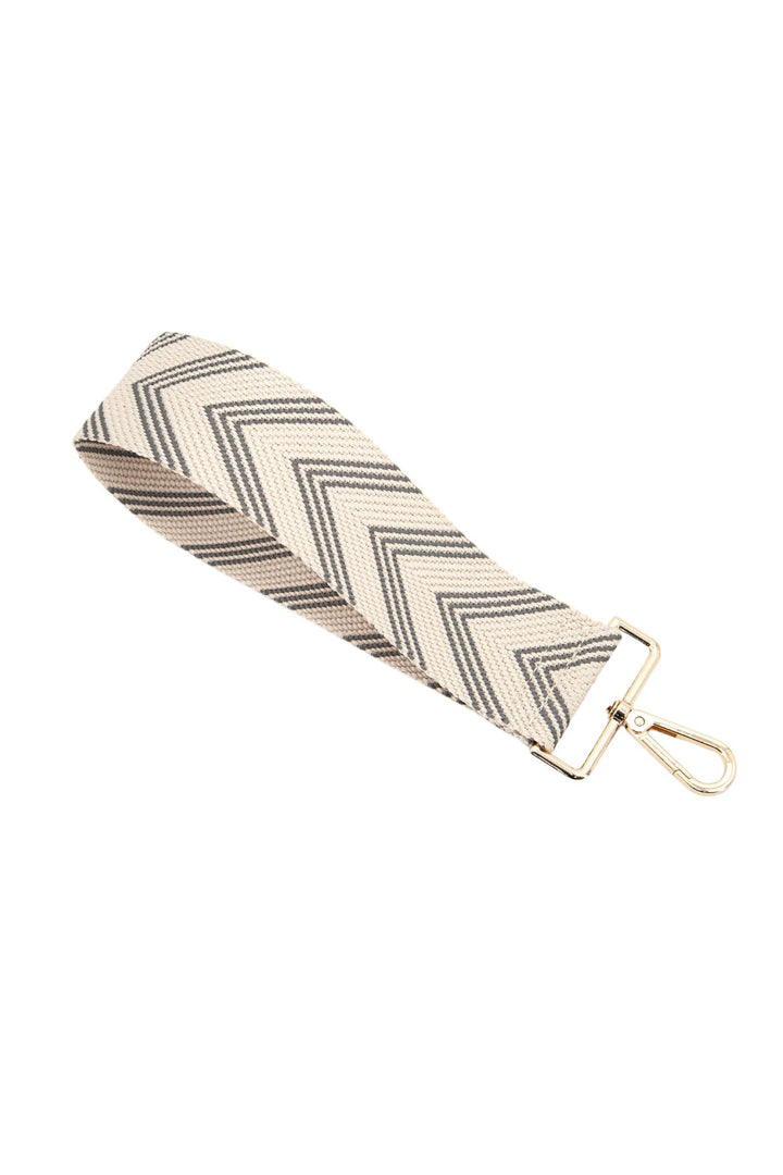 Beige & Grey Two Tone Chevron Print Wrist Strap