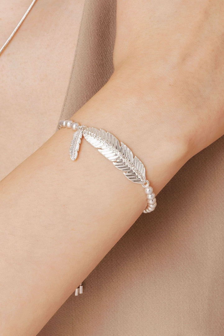 Bibi Bijoux Silver Pave Feather Bracelet