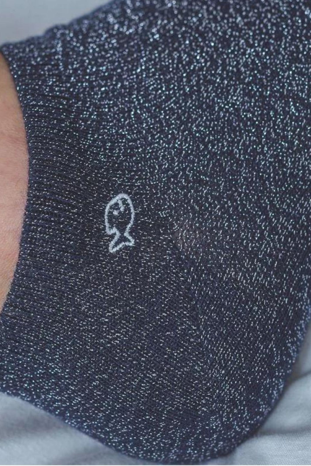 Billy Belt Navy & Silver Lurex Trainer Socks