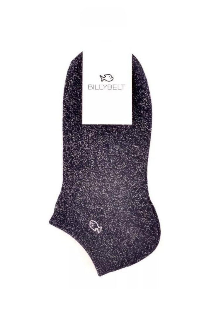 Billy Belt Navy & Silver Lurex Trainer Socks
