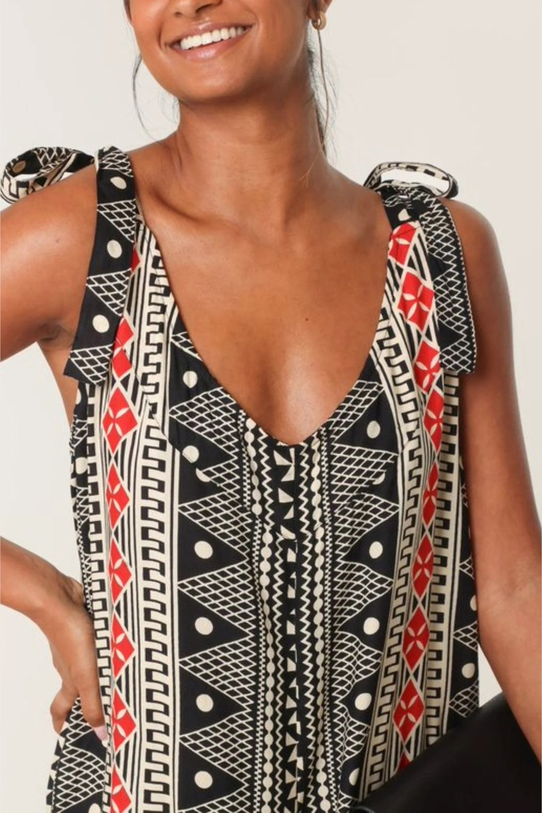 Black Aztec Print Wide Leg Jumpsuit