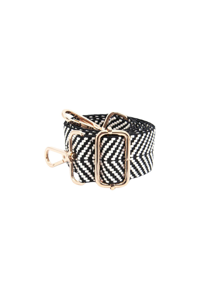 Black Chevron Print Woven Bag Strap