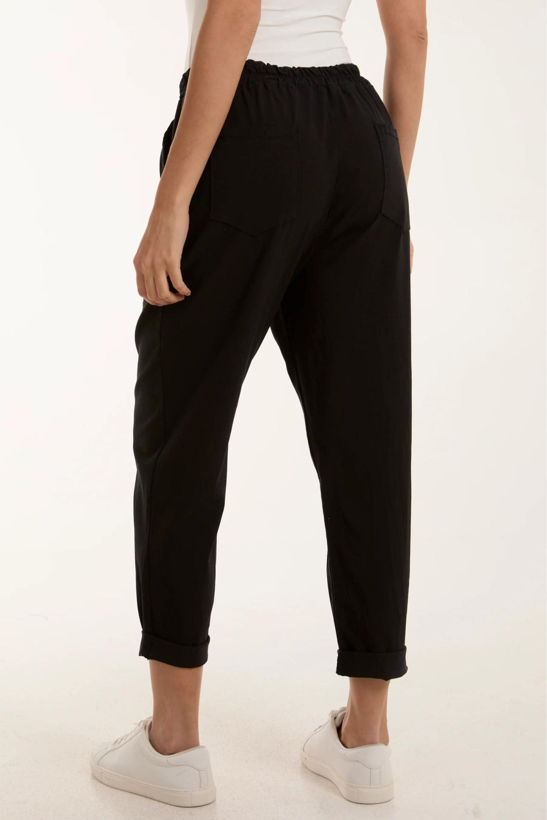 Black Contour Detail Stretch Pull-On Trousers XL