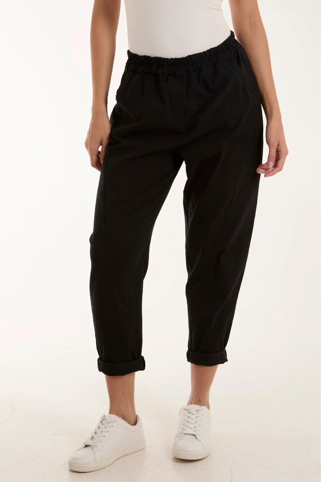 Black Contour Detail Stretch Pull-On Trousers XL