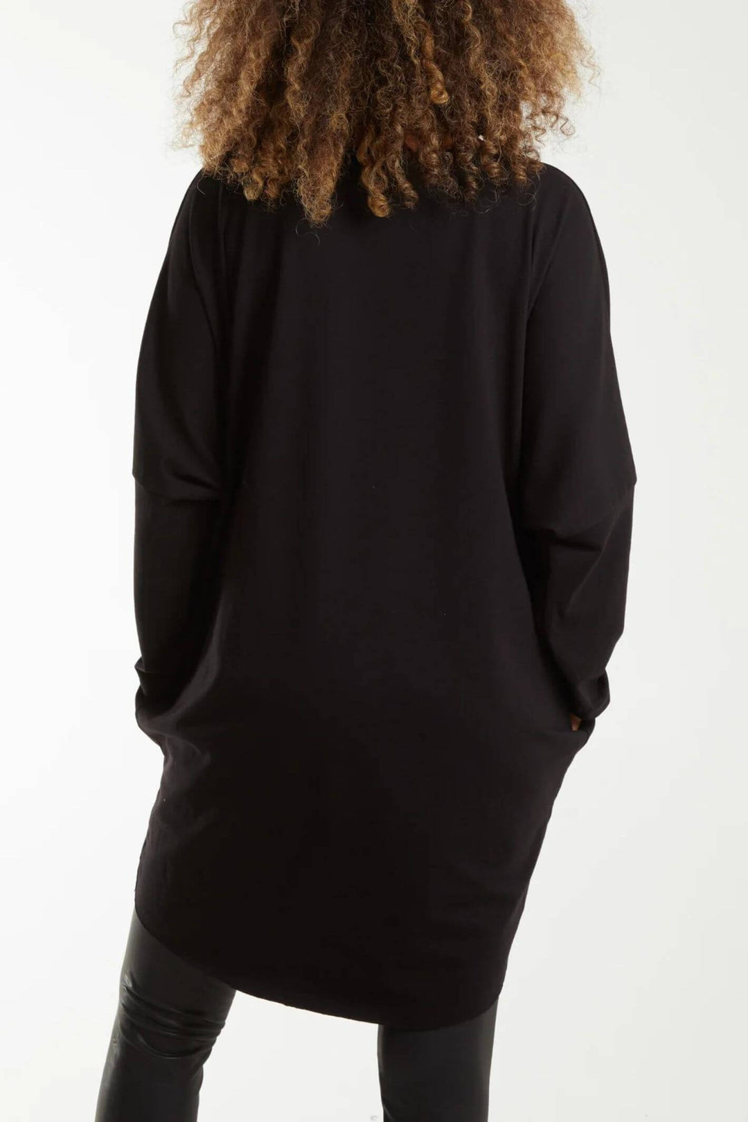 Black Christmas Diamante Sweater Dress With Pockets