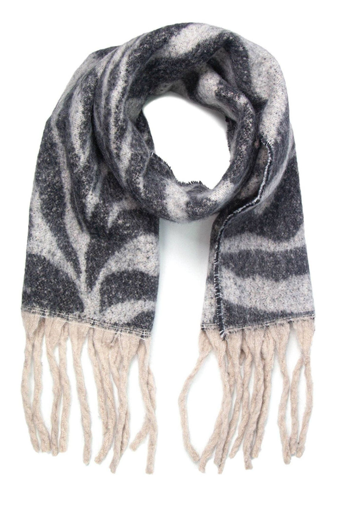 Black Large Zebra Print Heavyweight Scarf