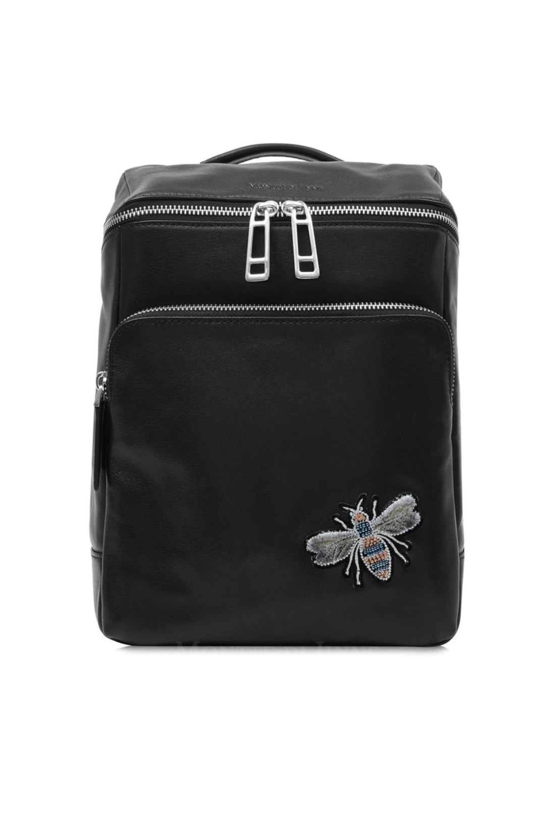 bee leather backpack Black Leather Bee Patch Day Backpack – Experience Boutique