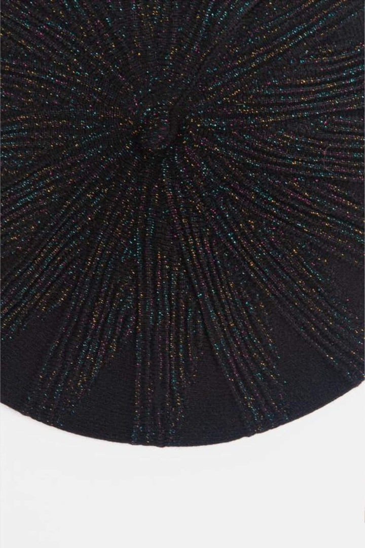 Black Multi Coloured Rainbow Glitter Beret
