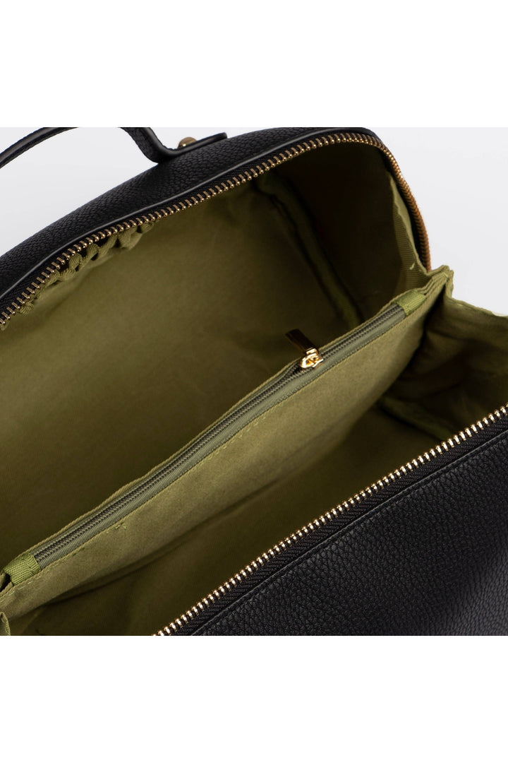 Black Pebbled Faux Leather Mila Vanity Case