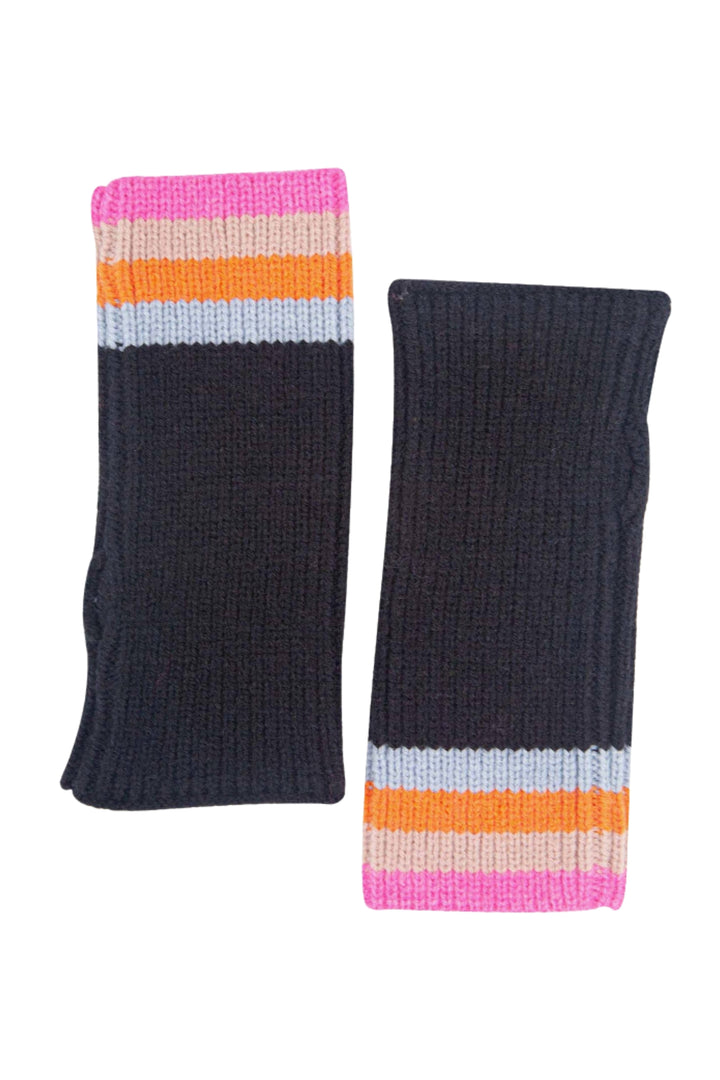 Black Rainbow Stripe Wrist Warmers