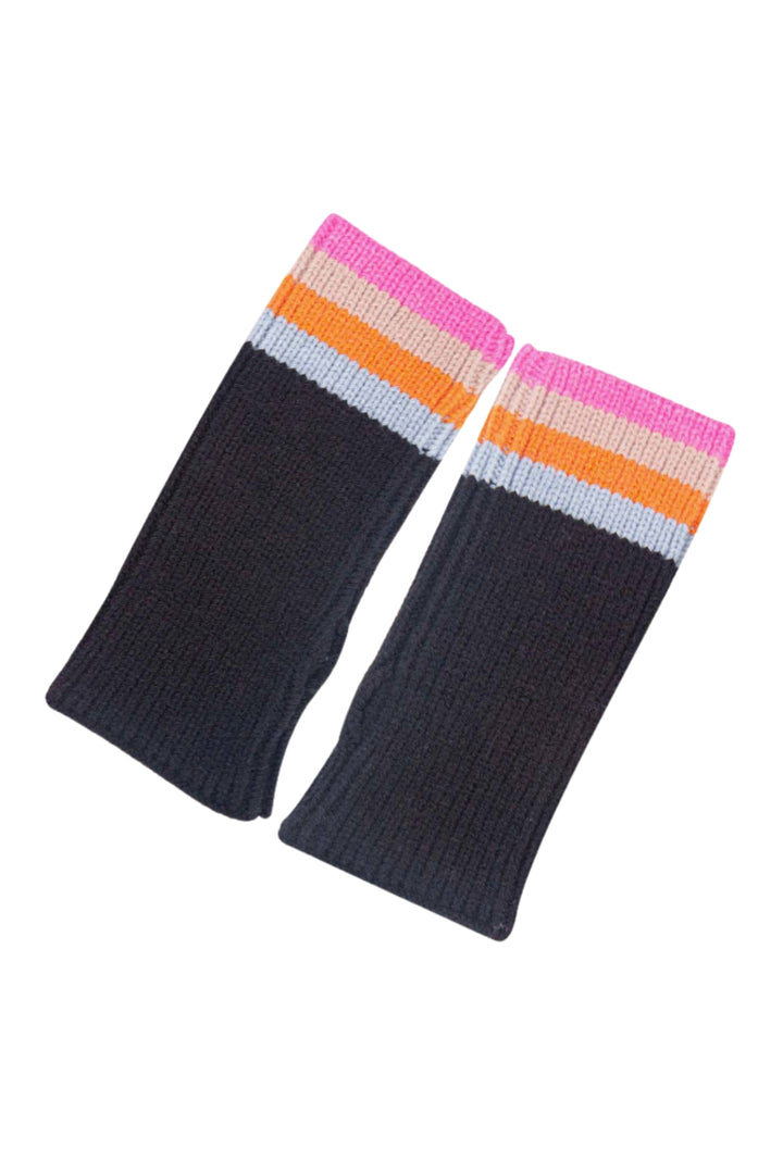 Black Rainbow Stripe Wrist Warmers