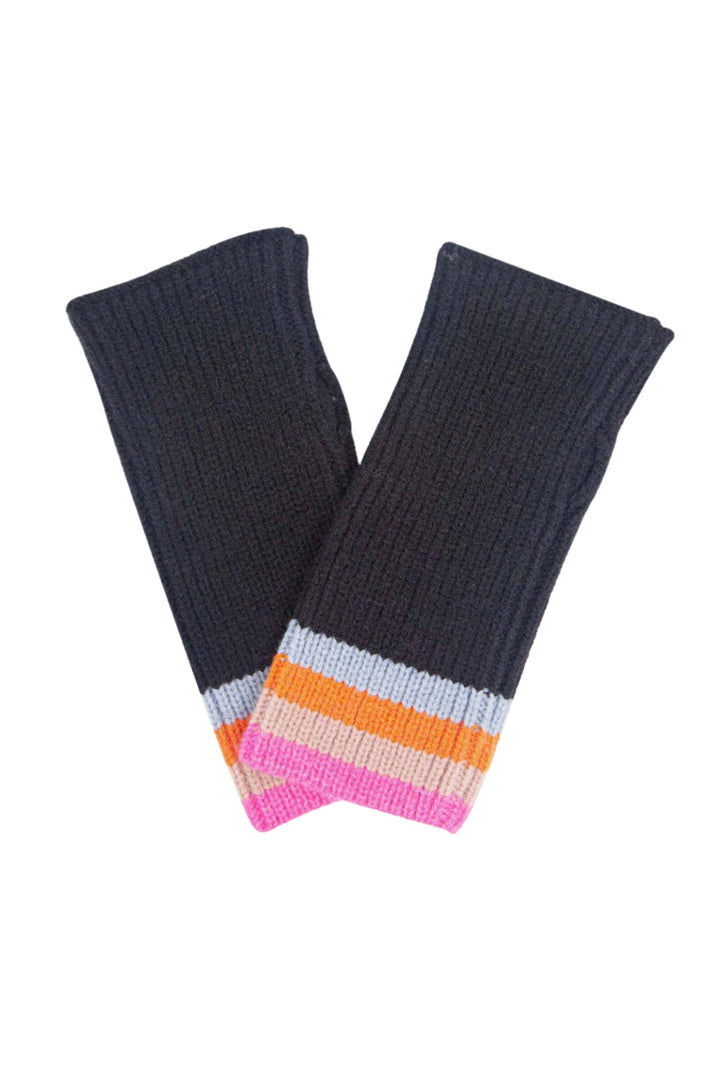 Black Rainbow Stripe Wrist Warmers