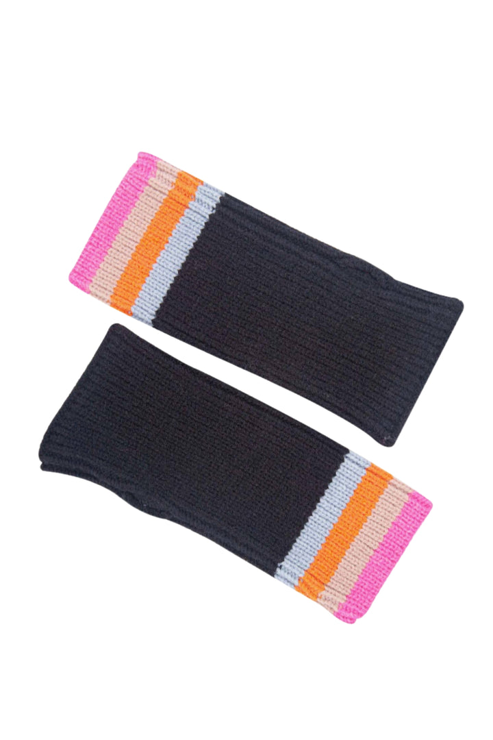 Black Rainbow Stripe Wrist Warmers
