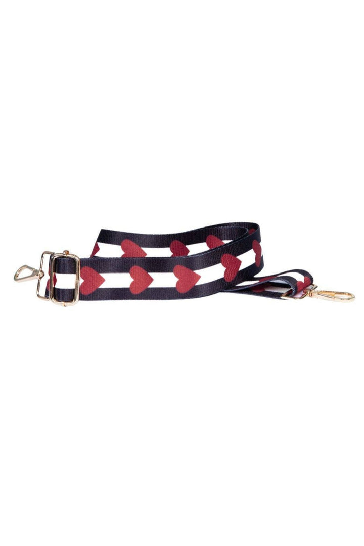 Black Red Stripe and Love Heart Bag Strap