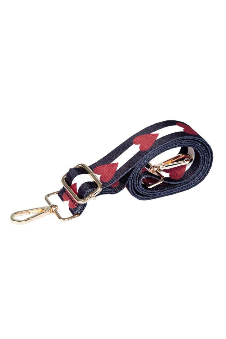 Black Red Stripe and Love Heart Bag Strap