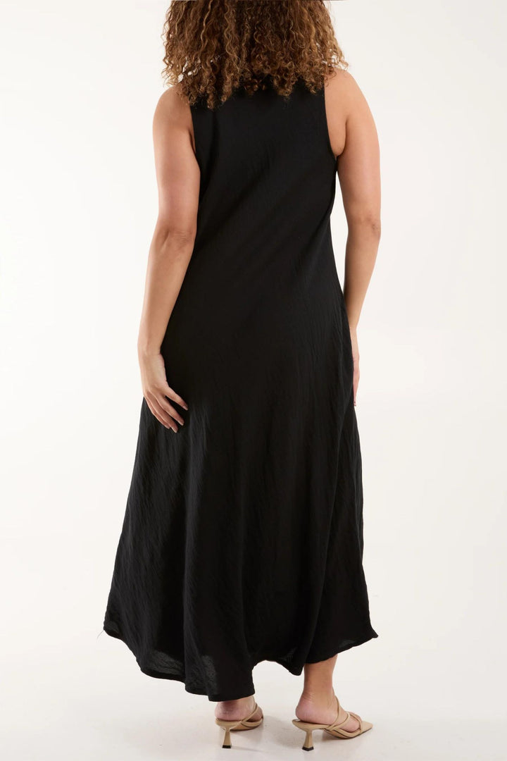 Black Sleeveless V-Neck Maxi Dress