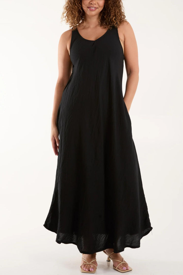 Black Sleeveless V-Neck Maxi Dress