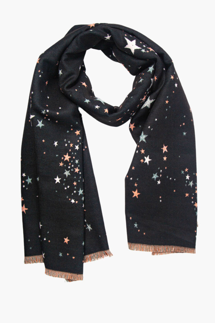 Black Soft Celestial Print Scarf