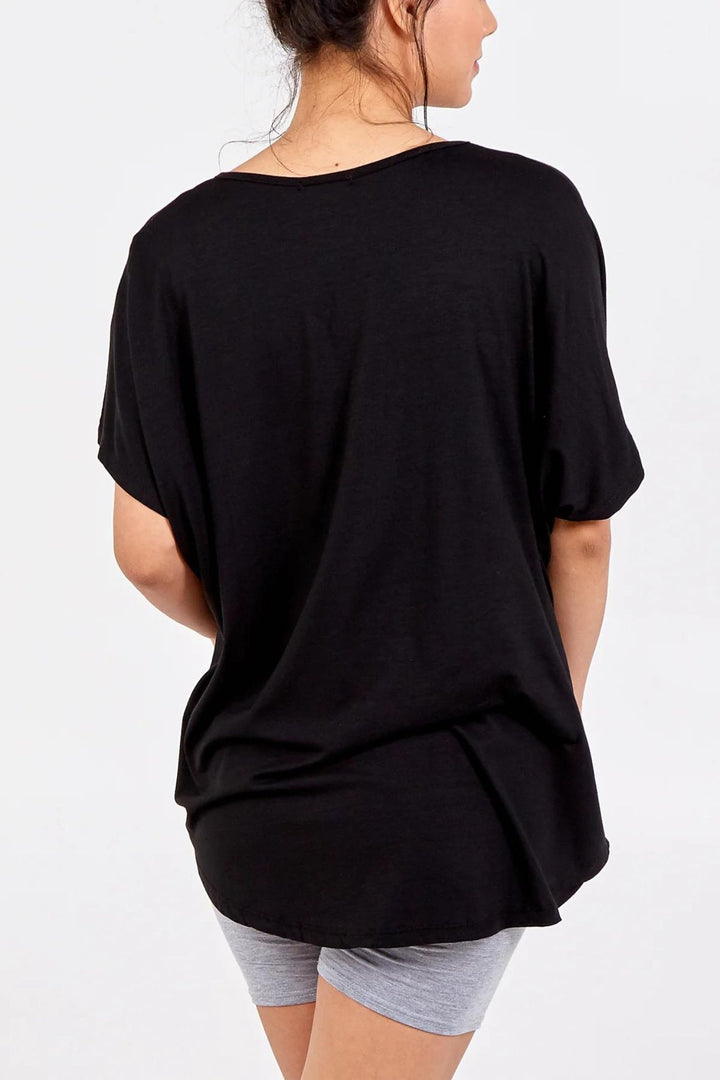 Black V-Neck Oversized T-Shirt