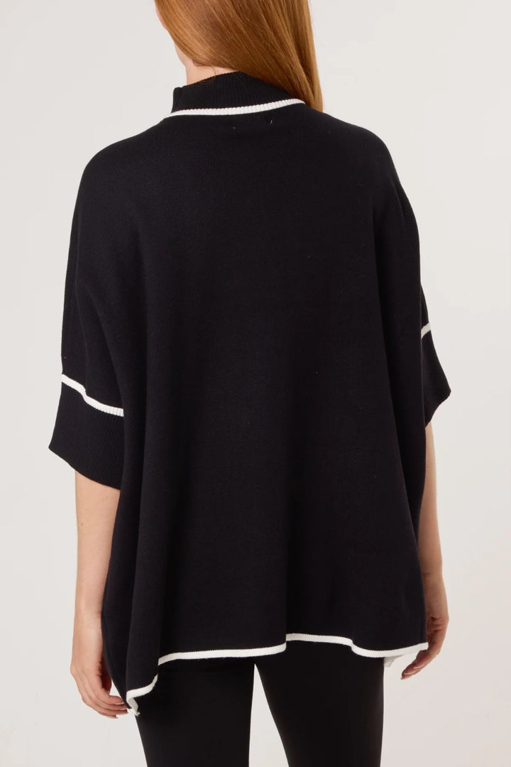 Black & White Piped Edge Relaxed Fit Jumper