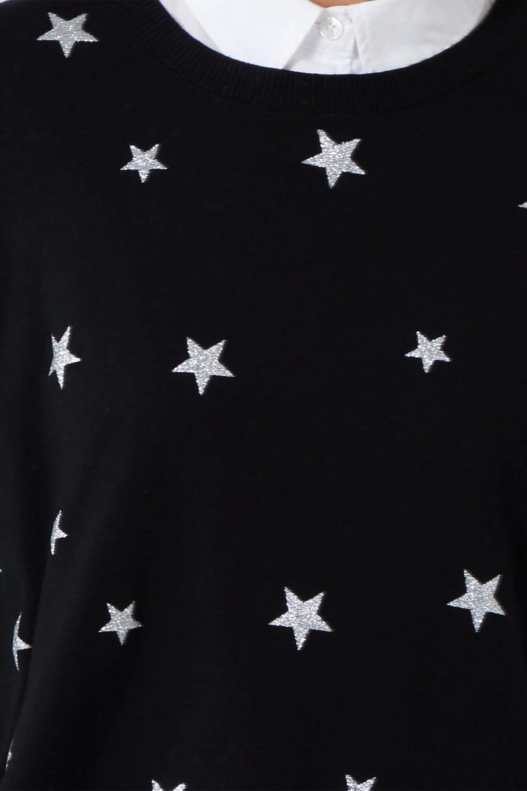 Black & Silver Metallic Star Knitted Jumper