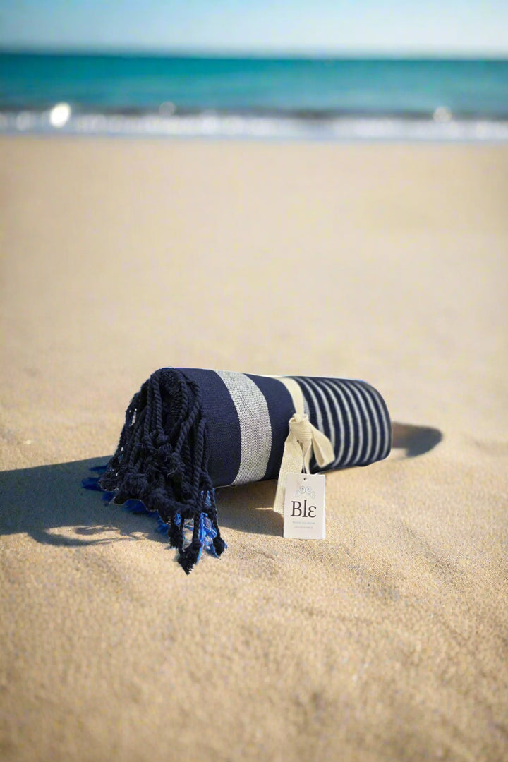 Ble Greek Resort Collection Navy Beach Towel Blanket