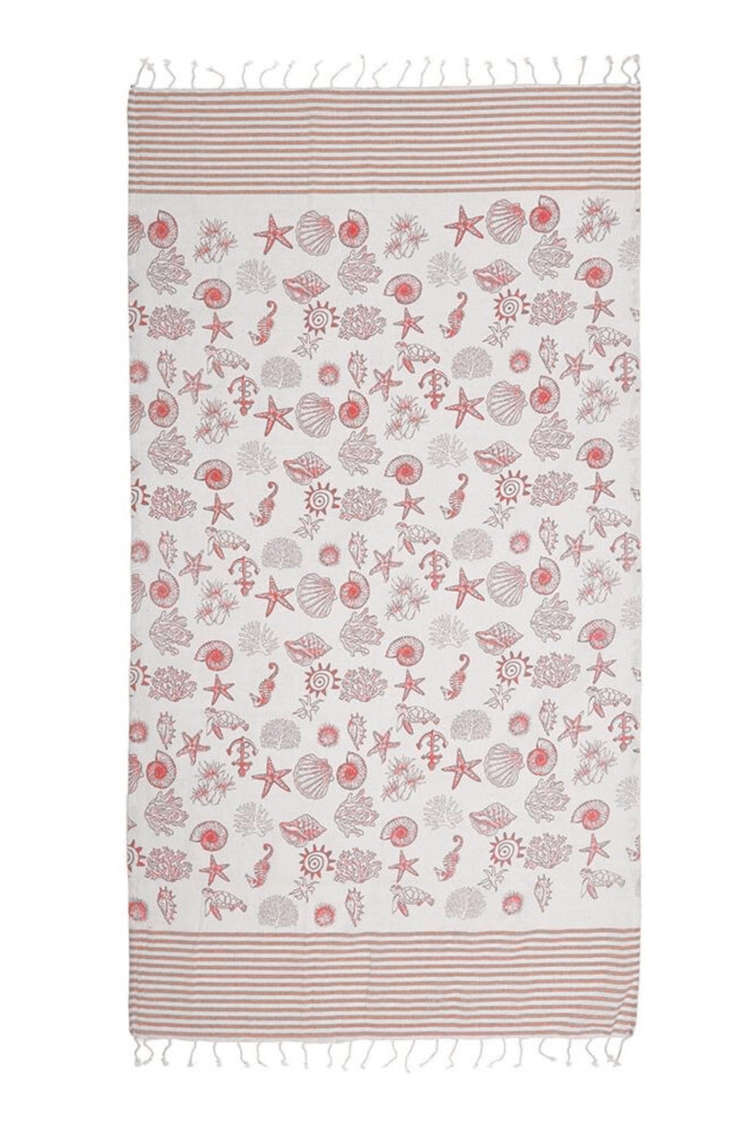 Ble Greek Resort Collection Red Seashell Beach Towel Blanket