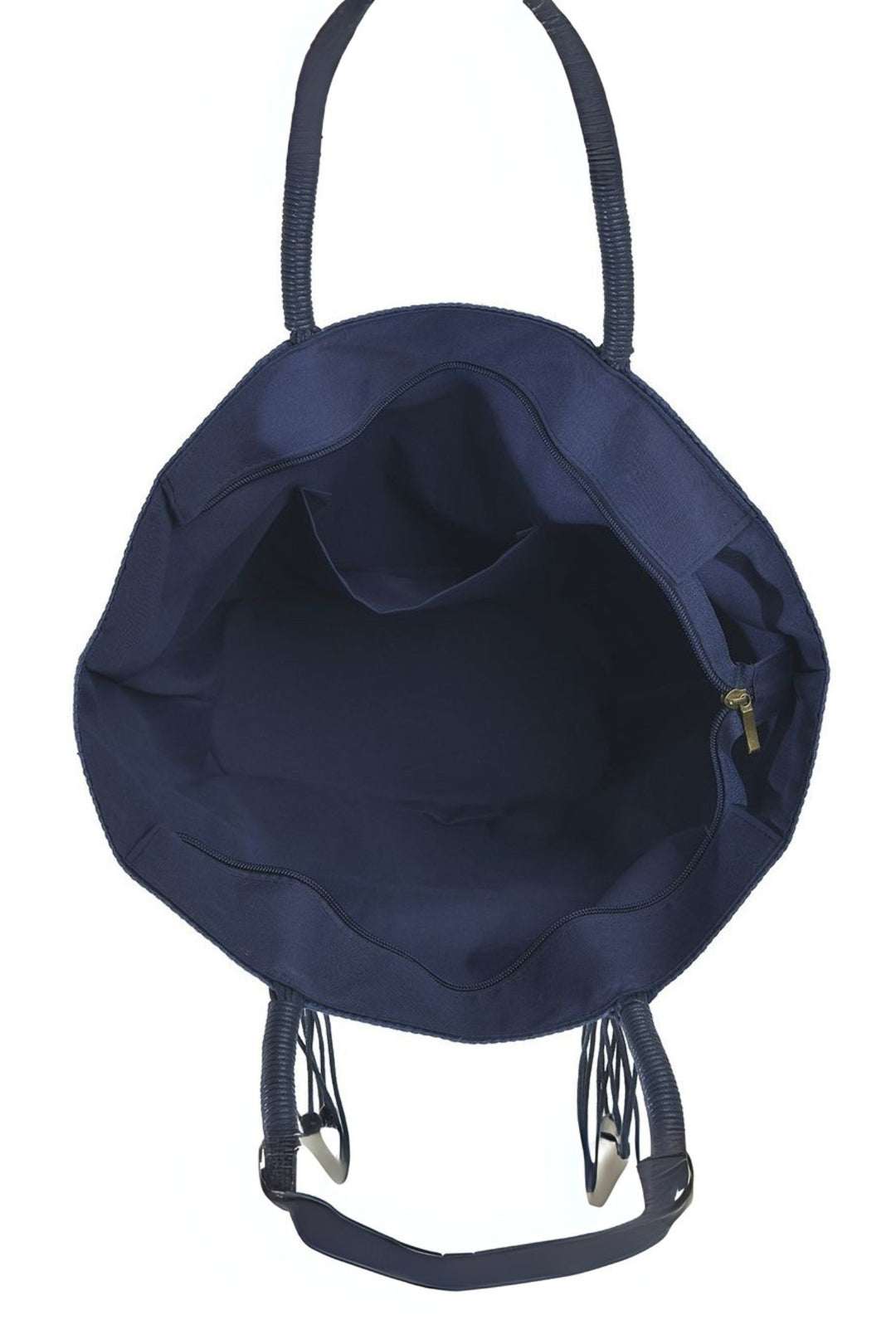 Ble Resort Collection Navy Ecru Zip Close Straw Bag