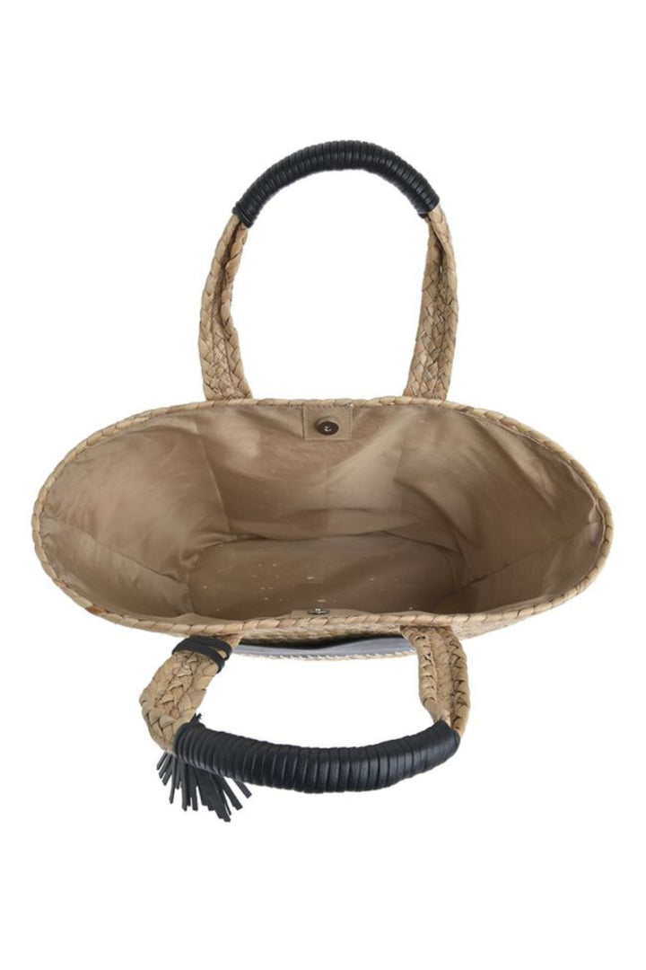 Ble Resort Collection Straw Black Tassel Bag
