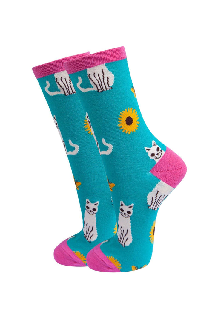 Blue Cat Socks Bamboo Ankle Socks