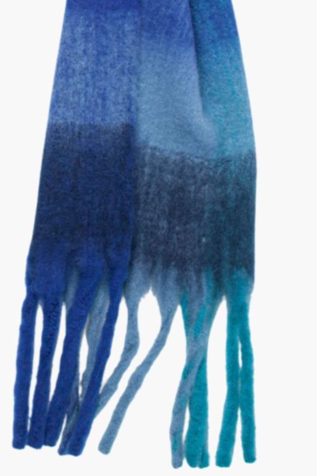 Blue Large Colour Block Square Print Heavyweight Scarf